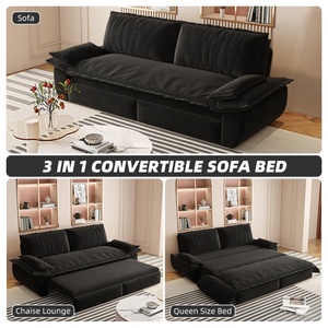<span class=keywords><strong>Canapé</strong></span>-<span class=keywords><strong>lit</strong></span> convertible multifonctionnel 3-en-1 en velours, taille Queen, 73,2 pouces, vente en gros - Product Image 4