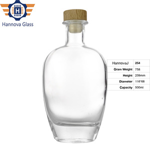 Garrafa de Vidro de 500ml com Fundo Grosso e Tampa Oval para Vodka, Rum, Gin e Whisky com Rolha - Atacado de Fábrica - Product Image 2