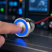 Électrique imperméable à L'eau 24V Anneau Lumineux Led En Métal Bouton-Poussoir Rond Chanfrein Type 22mm Momentané Commutateur Piézo-électrique
