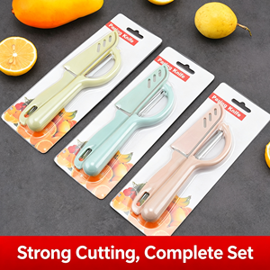 Ensemble de 2 couteaux à fruits et éplucheurs, manche en PP, lame en acier inoxydable, emballage sous blister pour supermarché - Product Image 6