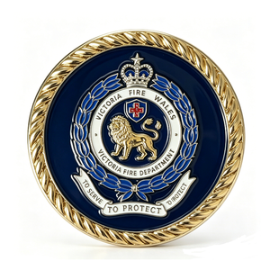 Pièce de défi personnalisée en émail dur, motif Couronne royale du Lion, pour pompiers, commémorative, souvenir, médaille d'honneur du département, Fête des Pères - Product Image 1