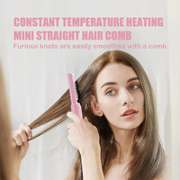 Rechargeable Mini Fer À Cheveux Ion Négatif Peigne Chaud Lisseur De Cheveux Portable Sans Fil Sans Fil Lisseur De Cheveux