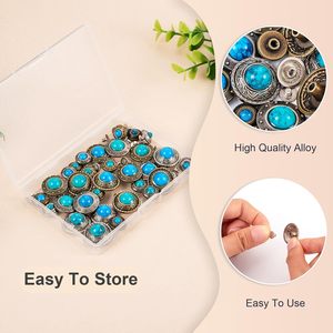 Ensembles de rivets décoratifs en cuir, boutons décoratifs turquoise, rivets rapides en métal, boucles décoratives vintage western pour le cuir DIY - Product Image 5