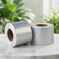 Papier code-barres argenté mat, impression par transfert thermique, autocollant adhésif imperméable en PET argenté, étiquette personnalisée argentée