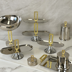 Bol en métal doré rond de luxe moderne en acier inoxydable de grande taille pour salade fruits chocolat ou sucre - Product Image 5