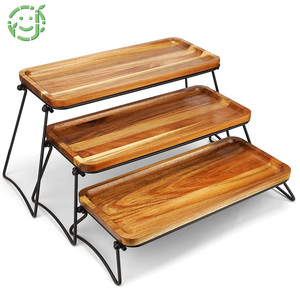 JQ Acacia Bằng Gỗ Tráng Miệng Bảng Hiển Thị Thiết Lập Trang Trí Khay 3 Tier Cupcake Đứng 3 Cấp Phục Vụ Phục Vụ Khay - Product Image 1