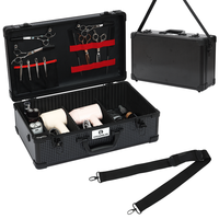 Trousse de barbier portable format voyage avec serrure de sécurité, en aluminium durable, pour coiffeur, avec séparateurs