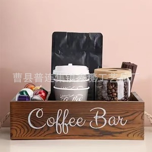 Wooden Storage <b>Box</b> With Compartments Rectangle Desktop Organizer For Coffee <b>Tea</b> Bags Office Neatening Storage - Product Image 3