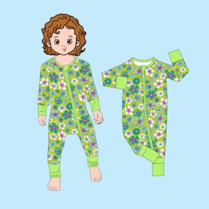 Pabrik Kustom OEM Qingli, Romper Bayi Lengan Panjang Bahan Bambu, Tanpa Minimum Order, Motif Bunga, Pakaian Bayi Baru Lahir yang Lucu - Product Image 2