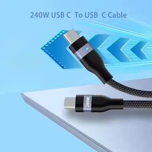 High Quality PD 240W 60W <b>USB</b>-C to <b>USB</b>-C Pure Copper Fast Charging Nylon Braided <b>Cable</b> 48V 5A for Laptop - Product Image 5