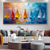 Peinture à l'huile abstraite 3D sur toile en plastique/acrylique sur mesure en gros, art déco, paysage marin, décoration murale pour la maison avec couteau