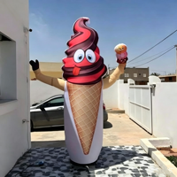 Cono de Helado Inflable de Felpa Aero de 3.7m para Exteriores, Réplica Inflable Promocional de Marca, Globo Inflable de Comida Imitada Personalizado