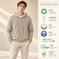 Sweat à capuche zippé léger pour homme, coupe sport, en laine mérinos 100% tricotée de qualité supérieure, cardigan OEM
