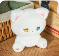 Niedliche, schläfrige Katzen-Plüschfigur, weiches Spielzeug, Cartoon-Sitzpuppe, Greifautomaten-Emote, kleiner Katzenfreund, Polyester PP-Baumwolle