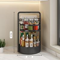 Support de rangement rotatif réglable pour bocaux à épices en métal noir à deux niveaux Porte-papier de cuisine Organisateur Armoire de comptoir