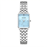 Montre analogique à quartz de luxe pour femme, boîtier et bracelet en acier inoxydable, cadran en verre minéral, résistance à l'eau 5 ATM, fermoir papillon