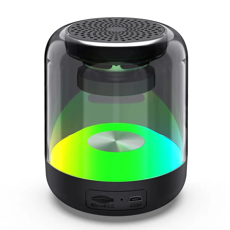 Kotak musik suara Stereo transparan Mini, Speaker BT nirkabel portabel luar ruangan