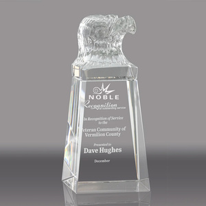 Noble Premium Clear Crystal Eagle Head Trophy Elegant Recognition Award Idéal pour les entreprises Appréciation Business Giftis - Product Image 1