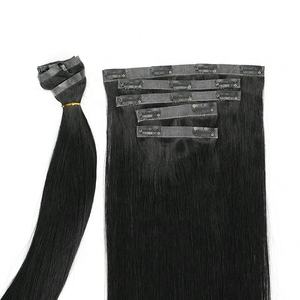 Extensions de cheveux humains vierges russes bruts, 100% Remy de haute qualité, invisibles, double trame, lisses, à clips, couleur personnalisée - Product Image 4