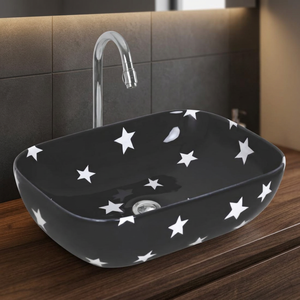 Vasque rectangulaire en céramique artisanale de style moderne ivoire, à poser sur comptoir, pour salle de bain, villa, hôpital - Product Image 3