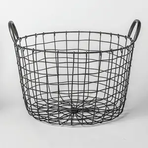 YULIN JIAFU Large Metal round Wire Basket Cool Design for Storage of Blankets Toys Living Room Decor for Genre Storage Baskets