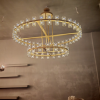 Lustre suspendu en laiton élégant de style américain moderne et luxueux, décoration d'intérieur, lustre en cristal pour plafond haut, escalier, salon