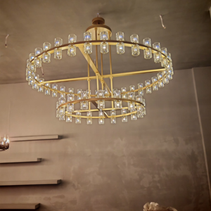 Elegante Lampadario a Sospensione in Ottone Stile Americano Moderno di Lusso, Decorazione per Interni, Lampadario in Cristallo per Soffitti Alti, Scale e <span class=keywords><strong>Soggiorno</strong></span> - Product Image 3