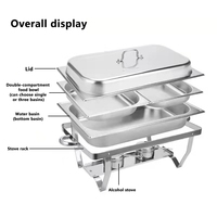 Réchaud de buffet pliable en acier inoxydable, rectangulaire pleine taille, pour la restauration et les buffets, ensemble chauffe-plats