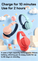 Headphone Nirkabel Over-Ear untuk Anak & Dewasa dengan Peredam Kebisingan ENC 5.0, Cocok untuk Olahraga & Perjalanan, Tipe-C, Pasokan Langsung Pabrik