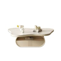 Table Basse Crème Style Luxe Léger Moderne Simple pour Salon Maison, Influenceur Internet Wabi-Sabi Nuage Ardoise Forme Spéciale