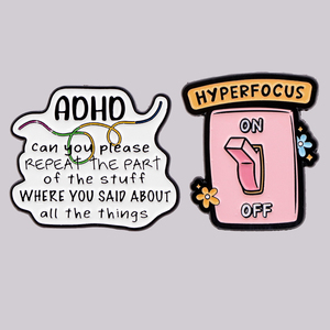Épinglette en émail « Interrupteur marche/arrêt » pour la sensibilisation au TDAH, broche, épingles à revers, badge, accessoires vestimentaires, bijoux amusants, cadeau pour les amis - Product Image 1