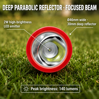 Lampe torche LED de poche WOSEN 67g pour le camping et les activités de plein air, rechargeable par prise secteur, système push-pull, IP64, réflecteur profond.