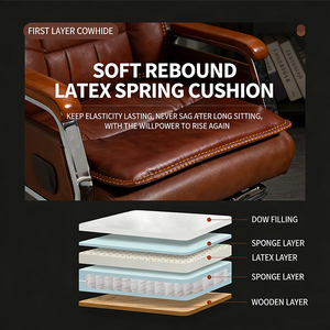 Sedia da Ufficio Direzionale Girevole in Pelle Premium con Schienale Alto, Reclinabile, Massaggiante ed Ergonomica con Rotelle per Uso Direzionale - Product Image 5