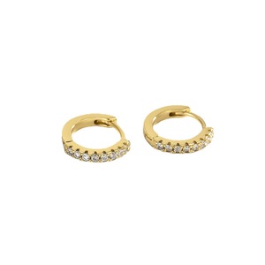 ต่างหูห่วงทรงเรขาคณิตประดับเพชรซิร์คอนชุบทอง 14K ดีไซน์ทันสมัยสำหรับทุกเพศ พร้อมตัวเลือกสลักโลโก้เป็นของขวัญ - Product Image 1