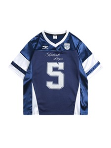 American Retro Sporty V-neck Jersey T-<b>shirt</b> for Men Oversized Short Sleeve with <b>Patchwork</b> Design Trendy Couple's - Product Image 5