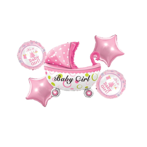 C'est une fille ! Ballon en aluminium rose pour poussette, lot de 5, décorations pour baby shower, YA18 - Product Image 1
