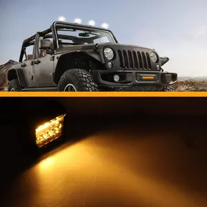 Barra de luz LED de trabajo de 12V, 24V, 4 pulgadas, 60W, luz antiniebla todoterreno, SUV, ATV, UTV, luz estroboscópica blanca y amarilla