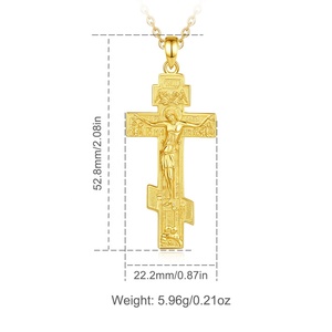 Joyería Espiritual al <span class=keywords><strong>por</strong></span> Mayor, Colgante de Cruz Ortodoxa, <span class=keywords><strong>Plata</strong></span> de Ley 925, Chapado en Oro de 18K - Product Image 2