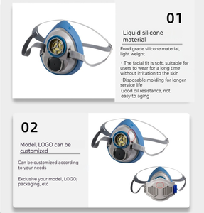 Masker Respirator silikon KN95, dapat digunakan kembali setengah wajah tahan lama & masker debu penggunaan industri Gas kimia cat semprot Gerinda Las tambang - Product Image 3