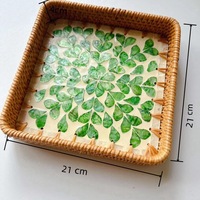 Ensemble de 3 plateaux décoratifs multifonctionnels en nacre et rotin, plateau de service, organisateur de tiroir pour le salon