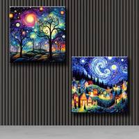 Peinture Diamantée Nuit Étoilée Ever Moment, Kit de Broderie Mosaïque Paysage Point de Croix DIY, Décoration Murale Lumineuse pour la Maison ASF2910