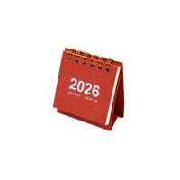 Kalender Meja Mini Retro 2026 Jam Kertas Hiasan Meja Portabel untuk Pelajar Buku Catatan Spiral Perencana Logo Kustom Alat Tulis