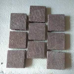 SH Stone paving <span class=keywords><strong>pavers</strong></span> ตาข่ายหินแกรนิตสีแดงธรรมชาติแบบรูบิกพื้นผิวแยกขอบหินกรวดขายส่ง - Product Image 2