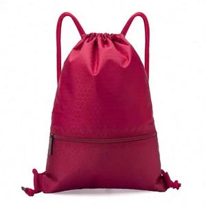 OEM Drawstring <b>Backpack</b> 420D Polyester Waterproof Zipper Pocket Unisex Casual Sports Knapsack Custom Logo Design - Product Image 2