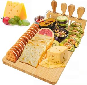 Wholesale Trend Custom Rectangle Bamboo Eco-Friendly <b>Disposable</b> Multi-Functional Tray Set Cutting Board <b>Platter</b> Cutlery Chopping - Product Image 1