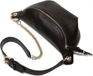 Échantillon gratuit Échantillon gratuit Sac banane en cuir véritable Sac de poitrine Porte-téléphone avec chaîne pour femmes Mini sac ceinture Noir - Product Image 3