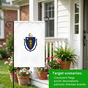 Bandera de Jardín Personalizada de Fábrica, Doble Cara, 12x18, Diseño de Escudo con Figura Nativa de Massachusetts, América, para Patio y Jardín - Product Image 5