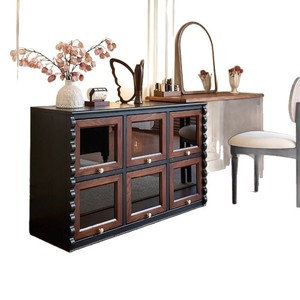 French Vintage Style Dressing Table With Storage Cabinet Solid Wood Bedroom <b>Vanity</b> Chocolate Color Ash Wood <b>Makeup</b> <b>Vanities</b> - Product Image 5