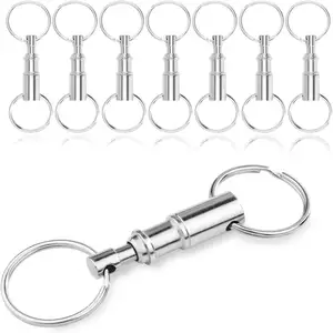 Fábrica venda direta de alta qualidade metal dupla destacável Pull-Apart Key Rings liberação rápida Keychain