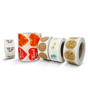 Custom Thank You Round Paper <b>Labels</b> Self-Adhesive Eco-Friendly Digital Printed for Business Packaging - Product Image 1